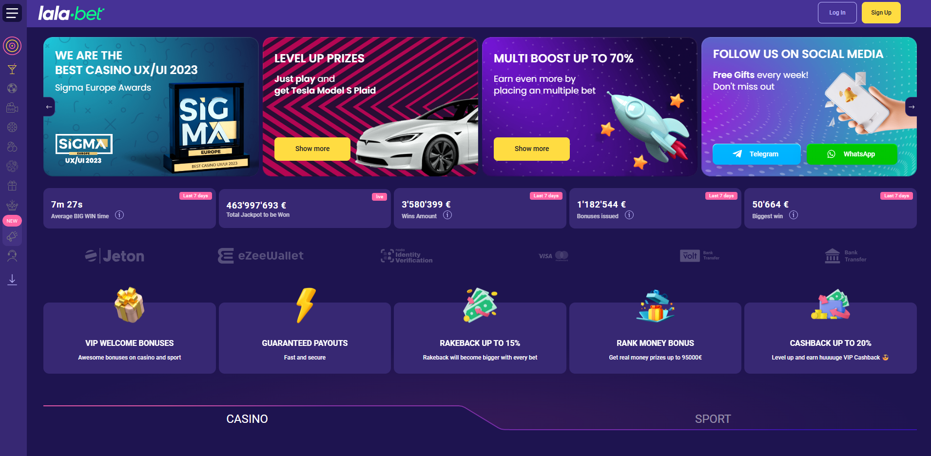 ChachaBet Casino interface